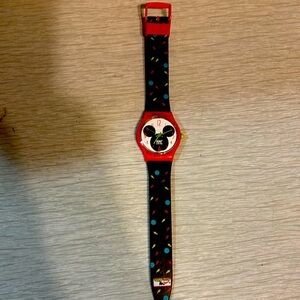 Vintage Mickey Mouse Black and Red Watch